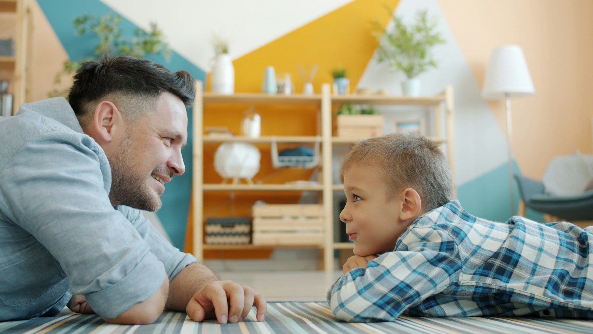 Father sharing advice with his son